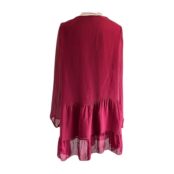 Italian Silk Babydoll Tunic – Maroon – 70% Silk – Fits US 6 - Picture 5 of 6